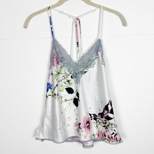 In Bloom By Jonquil Camisole Top Size Small Floral Strappy Lace Cami Satin